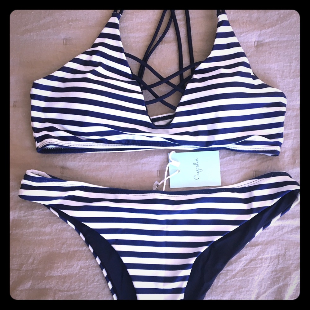 Cupshe navy striped bikini